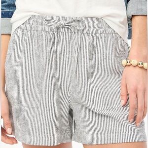 J.CREW Striped linen-blend drawstring short